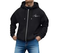 Sweat a Capuche, Sweat à Capuche zippé à imprimé Lettres, Coupe Ample, décontracté, Manches Longues