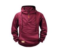 Sweat à capuche tactique en polaire pour homme, fermeture éclair quart militaire, veste à capuche cargo avec poches, Rouge, M