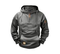 Sweat à capuche tactique en polaire pour homme, fermeture éclair quart militaire, veste à capuche cargo avec poches, gris, 3XL