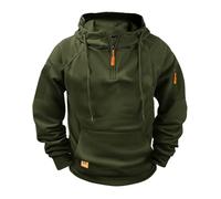 Sweat à capuche tactique en polaire pour homme, fermeture éclair quart militaire, veste à capuche cargo avec poches, Vert, XL