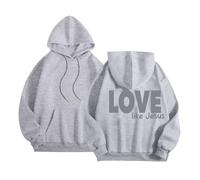 Sweat à capuche tendance à manches longues avec capuche pour femme - Style religieux - Esthétique Y2K - Col rond - Décontracté - Dieu occidental - Trust In The Lord, gris, M
