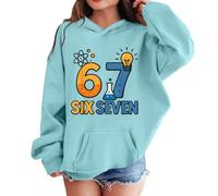 Sweat à capuche tendance pour enfants « 100 Days of School 67 » - Style décontracté et léger - Coupe ample et confortable - Manches longues - Vêtements de sport, bleu, 13-14 ans