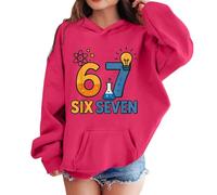 Sweat à capuche tendance pour enfants « 100 Days of School 67 » - Style décontracté et léger - Coupe ample et confortable - Manches longues - Vêtements de sport, Rouge, 13-14 ans