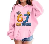 Sweat à capuche tendance pour enfants « 100 Days of School 67 » - Style décontracté et léger - Coupe ample et confortable - Manches longues - Vêtements de sport, rose, 4-5 ans