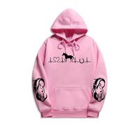 Sweat à capuche tendance pour femme 2025 avec imprimé cheval et cœur, coupe ample, pull décontracté grande taille, col rond avec motifs inspirés des équins, rose, S