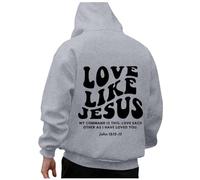 Sweat à capuche tendance pour femme avec inscription « Love Like Jesus » - Pull tendance avec lettre graphique - Coupe ample - Trust In The Lord I Love Jesus - Confort uni, gris, XXL