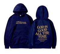 Sweat à capuche tendance pour femme Jésus God Is Good All The Time - Décontracté - Mignon - Essentiel - À capuche - Pour adolescents - Manches longues - Lettre graphique - Vêtements religieux, bleu