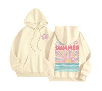Sweat à capuche tendance pour femme - Style décontracté et tendance - Style gothique - Pour la plage - Graphique - Gothique - Confortable - Y2K - Fin et essentiel, beige, L