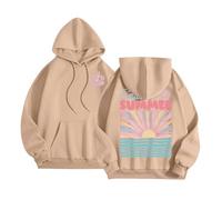 Sweat à capuche tendance pour femme - Style décontracté et tendance - Style gothique - Pour la plage - Graphique - Gothique - Confortable - Y2K - Fin et essentiel, kaki, XL