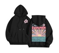 Sweat à capuche tendance pour femme - Style décontracté et tendance - Style gothique - Pour la plage - Graphique - Gothique - Confortable - Y2K - Fin et essentiel, Noir , S