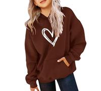 Sweat à capuche tendance pour filles, adolescentes, surdimensionné 2026 Y2K, sweat à capuche décontracté à manches longues pour l'automne et l'hiver, marron, 5-6 ans