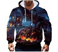 Sweat à capuche tendance pour homme - Costume d'Halloween effrayant - Pull imprimé effrayant avec yeux tombaux - Oiseaux inconnus ~ Sweat graphique sur le thème du festival - Pull à manches longues