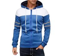Sweat à capuche tendance pour homme Patchwork à manches longues Mode et décontracté Multicolore Fermeture éclair Cardigan Sweatshirt Pantoufles Chaussettes Animal, bleu, 3XL