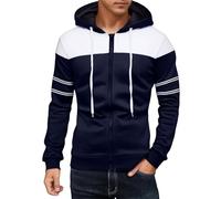 Sweat à capuche tendance pour homme Patchwork à manches longues Mode et décontracté Multicolore Fermeture éclair Cardigan Sweatshirt Pantoufles Chaussettes Animal, bleu marine, XXL
