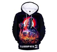 Sweat à capuche Terrifier 2, chandail à capuche motif personnage effrayant, pull d'Halloween unisexe 3D avec poche pour hommes, femmes, adolescents, 8, Large