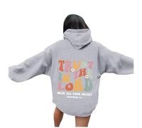 Sweat à capuche Trust In The Lord pour femme - Style décontracté - Jésus - Avec motifs - Confortables - Lettre graphique - Chrétien - Esthétique avec capuche - Coupe ample - Tendance 2025 gothique