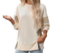 Sweat à capuche uni à col rond décontracté ample à manches longues sans confortable, doux, durable, respirant, élégant, tendance, stylé, portable, beige, L