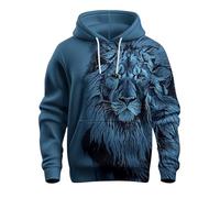 Sweat à capuche uni à manches longues en polaire pour homme | Haut à capuche zippé confortable | Veste à manches longues avec poignets côtelés | Idéal pour le w nd, bleu, L