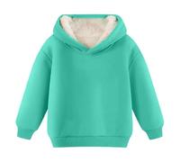 Sweat à capuche uni avec doublure en polaire pour enfants garçons et filles - Pull à capuche uni en polyéthylène - Manteaux chauds à manches longues - Automne et hiver - Haut en polaire thermique avec
