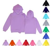Sweat à capuche uni pour enfants garçons et filles - Pull d'école à manches longues - Couleur unie - Mince et léger - Multicolore - Pull de sport en coton doux (C, 5-6 ans)
