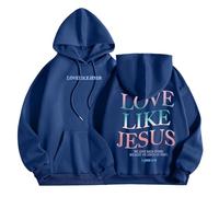 Sweat à capuche uni pour femme avec inscription « Love Like Jesus » - Coupe ample - Graphique - Faith Gothic Fashion - Lettres - Dessin animé religieux - I Love Jesus - Confortable - Amusant - Y2K