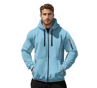 Sweat à capuche uni pour homme confortable avec fermeture éclair dessin animé sweat à capuche d'automne Y2K tendance Country coupe ample Essential Workou Backwoods Goth Anime 2025 Mode uni, bleu, S