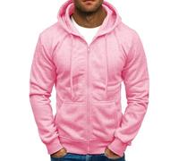Sweat à capuche uni pour homme, fermeture éclair intégrale, classique à manches longues, coupe ample, confortable au quotidien avec grande poche, rose, M