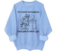 Sweat à capuche unisexe All I Wanted Was Happiness Back Pain is What I Got, bleu ciel, L
