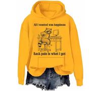 Sweat à capuche unisexe All I Wanted Was Happiness Back Pain is What I Got, Jaune-h., 3XL