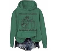 Sweat à capuche unisexe All I Wanted Was Happiness Back Pain is What I Got, Vert-h, S