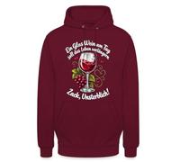 Sweat à capuche unisexe avec inscription « Ein Glas Wein am Tag - Zack » | Un design humoristique pour les amateurs de vin qui célèbre la joie de vivre et la convivialité.