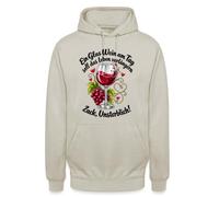 Sweat à capuche unisexe avec inscription « Ein Glas Wein am Tag - Zack » | Un design humoristique pour les amateurs de vin qui célèbre la joie de vivre et la convivialité.