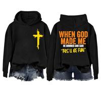 Sweat à capuche unisexe avec inscription « When God Made Me He Said This'll Be Fun », Noir , L