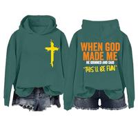 Sweat à capuche unisexe avec inscription « When God Made Me He Said This'll Be Fun », Vert, XL
