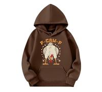 Sweat à capuche unisexe avec motif de poulet amusant - Sweat à capuche avec imprimé de dessin animé amusant - Sweat décontracté pour les loisirs, Style_n03 Marron, L
