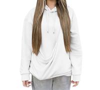 Sweat à capuche unisexe avec poche de couleur unie, décontracté et confortable pour chat ou chien, pull kangourou avec pochette pour homme et femme, pour loisirs en plein air, chat, petit chien, blanc