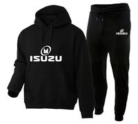 Sweat à capuche unisexe avec poches + pantalon de survêtement Is.u_zu Outdoor Casual Solid Color Sports Set, Noir , XS
