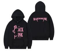 Sweat à Capuche Unisexe en Coton avec imprimé Bron Pink Album Blink World Tour(C Black,L)