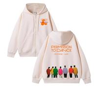 Sweat à Capuche Unisexe en Coton avec Inscription Permission to Dance on Stage-Live (2025)(C Beige,3XL)