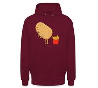 Sweat à capuche unisexe humoristique avec pommes de terre | Une illustration amusante d'une pomme de terre qui se plaint d'un récipient de frites. Idéal pour les cadeaux humoristiques