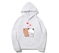 Sweat à capuche unisexe Kawaii Panda Bear Hug Bubu And Dudu Hug pour la Saint-Valentin, blanc, S