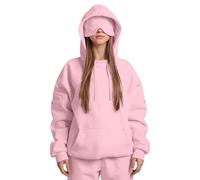 Sweat à capuche unisexe mode avion avec masque pour les yeux, pull à manches longues avec poches pour voyage en avion et usage quotidien, rose, XL