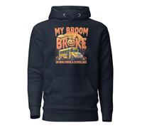 Sweat à capuche unisexe « My Broom Broke So Now I Drive A School Bus » pour adulte, Bleu marine vif, M