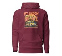Sweat à capuche unisexe « My Broom Broke So Now I Drive A School Bus » pour adulte, bordeaux, XL
