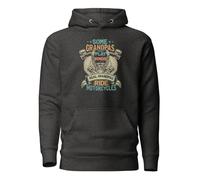 Sweat à capuche unisexe pour adulte avec inscription « Some Grandpas Play Bingo Real Grandpas Ride Motorcycles », Gris anthracite chiné, 3XL