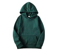 Sweat à capuche unisexe, pour automne et hiver, pour le temps libre, élastique, coupe large, uni, avec capuche, léger, confortable, sportif, unisexe, respirant, vert, M