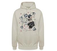 Sweat à capuche unisexe pour fille avec écouteurs et fleurs | Ludique et créatif : fille avec des écouteurs et des fleurs dans une illustration numérique élégante.