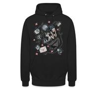 Sweat à capuche unisexe pour fille avec écouteurs et fleurs | Ludique et créatif : fille avec des écouteurs et des fleurs dans une illustration numérique élégante.