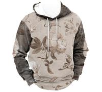 Sweat à capuche unisexe rétro avec imprimé fleurs, sweat à capuche tactique ample avec coudière, vêtement d'extérieur tendance unisexe, ne rétrécit pas facilement, manches longues, stratchy et