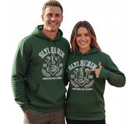 Sweat à capuche unisexe sous licence Harry Potter Serpentard, tissu chaîne et imprimé bouffant, avec drapeau de Quidditch brodé sur les manches, Serpentard., L